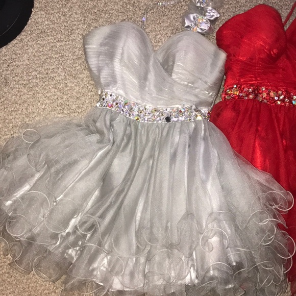Dresses Red And Silver Short Puffy Dresses Poshmark